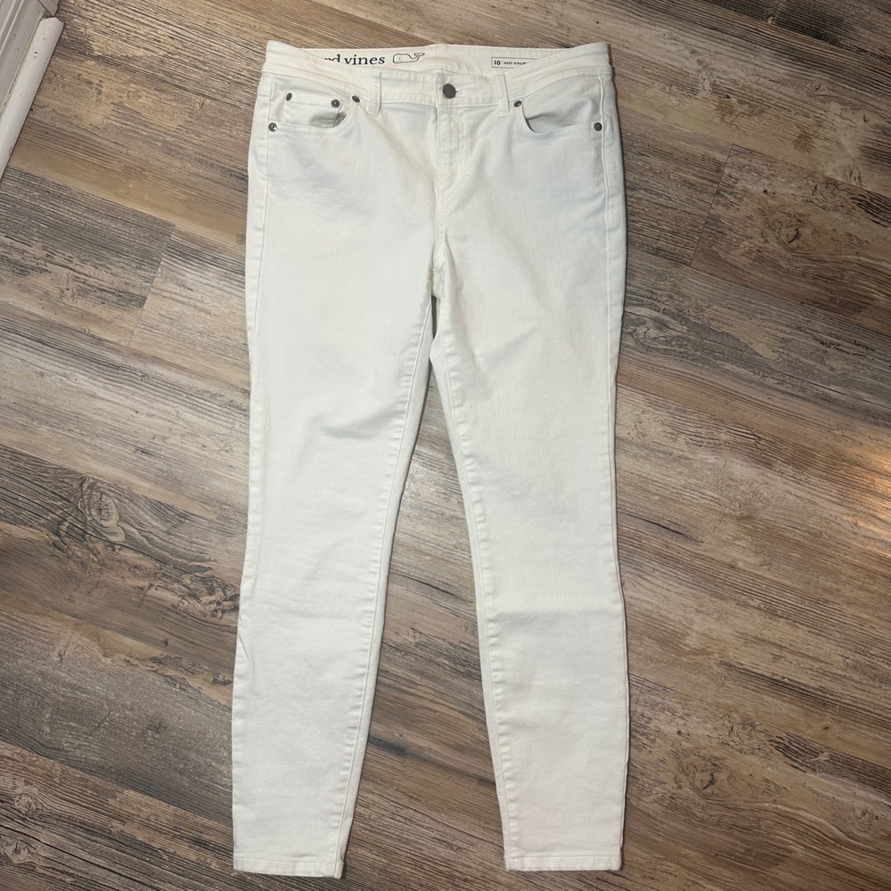 Vineyard Vines Womens White Skinny Jeans Size 10 Stretch Denim Preppy Casual